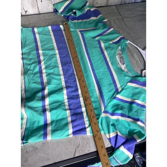 Wildfox Sweatshirt Womens Blue Striped Aqua Soft Terry Cloth L - Picture 3 of 5